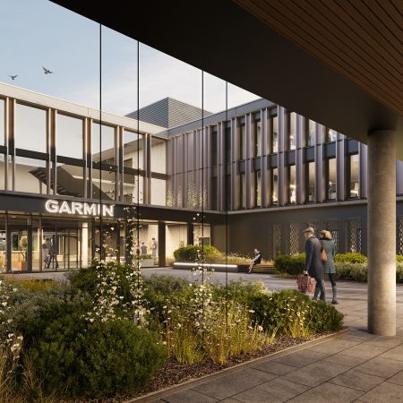 Aussenansicht der Garmin Projektreferenz - Fertige Elektroinstallationen und Beleuchtung